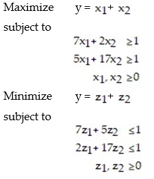 <strong>Suppose a matrix game has the following nonstrictly determined matrix:   Set up (but do not solve), the two corresponding linear programming problem used to solve this matrix game.</strong> A)   B)   <div style=padding-top: 35px> 