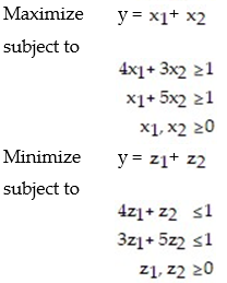 <strong>Suppose a matrix game has the following nonstrictly determined matrix:   Set up (but do not solve), the two corresponding linear programming problem used to solve this matrix game.</strong> A)   B)   <div style=padding-top: 35px> 