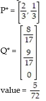 <strong>Use the simplex method to find the optimum strategy for players A and B and the value of the game for the payoff matrix:  - </strong> A)   B)   C)   D)   <div style=padding-top: 35px> 