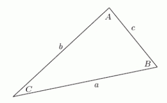 Use the figure below to find the missing side, c, when a = 9 , b = 8, and C = 35 . Round to 4 decimal places.