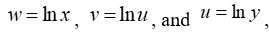 The following table gives v as a linear function of w. If find a formula for y in terms of x.