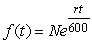 Is the formula for a function representing a quantity which begins at N in year t = 0 and grows at a continuous annual rate of % given by ?