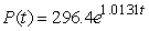 <strong>The US population in 2005 was approximately 296.4 million. Assume the population increases at a rate of 1.32% per year. What is the formula for , the population for the United States t years after 2005?</strong> A) B) C) D)
