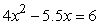 Solve by the quadratic formula. Round your answers to 2 decimal places. List the answers in the form A, B, with A < B.