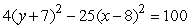 The parameterization for the lower half of the hyperbola using hyperbolic functions is , where a = _____, b = _____, c = _____, and d = _____.