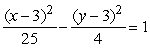 In the hyperbola given by the equation , the asymptote that slopes upward has equation y = _____ x + _____. Round both answers to 2 decimal places.