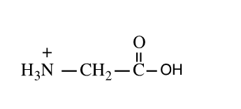 <strong>Shown here is the amino acid glycine at a pH of ___. </strong> A) 1 B) 7 C) 14 D) both 1 and 14