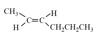 <strong>Which of the following molecules represent trans- 2-Hexene?</strong> A) B) C) D)