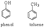 <strong>Phenol and toluene (structures shown below) have similar molecular weights. Which of the following statements accounts for the higher boiling point of phenol (182 \degree C) than that of toluene (111 \degree C)?</strong> A) Toluene is more soluble in water than phenol. B) Phenol molecules are primarily attracted to one another by London forces. C) Toluene has greater hydrogen bonding interactions than phenol. D) Phenol molecules are primarily attracted to one another by hydrogen bonds.