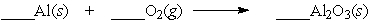 <strong>Aluminum will react slowly with the oxygen in the air. When the equation below is balanced, with whole number coefficients, what is the coefficient on aluminum oxide? </strong> A) 4 B) 3 C) 2 D) 1