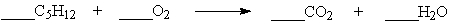 <strong>Which set of coefficients properly balance the equation below? </strong> A) 1,1,5,6 B) 1,5,5,6 C) 1,5,5,1 D) 1,8,5,6
