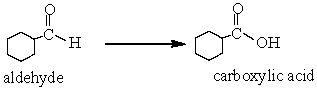 <strong>In the following reaction, the aldehyde has been </strong> A) Reduced B) Oxidized C) Hydrolysed D) None of these choices.