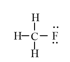 <strong>An isotope of fluoromethane, CH<sub>3</sub>F, has been used for cerebral blood flow measurement. Which of the following represent the correct line-bond structure of fluoromethane? (C is the central atom.)</strong> A) B) C) D)