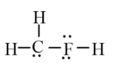 <strong>An isotope of fluoromethane, CH<sub>3</sub>F, has been used for cerebral blood flow measurement. Which of the following represent the correct line-bond structure of fluoromethane? (C is the central atom.)</strong> A) B) C) D)