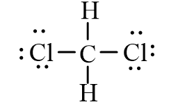 <strong>Dichloromethane, CH<sub>2</sub>Cl<sub>2</sub>, is widely used as a solvent. Which of the following represents its correct line-bond structure? In this molecule, carbon is the central atom.</strong> A) B) C) D)