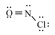 <strong>Which of the following represents the correct line-bond structure of nitrosyl chloride (ONCl)? In this molecule, nitrogen is the central atom.</strong> A) B) C) D)