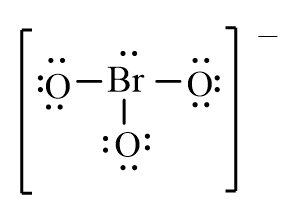 <strong>Which of the following is the correct line-bond structure for the BrO<sub>3</sub><sup>-</sup> ion?</strong> A) B) C) D)
