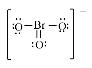 <strong>Which of the following is the correct line-bond structure for the BrO<sub>3</sub><sup>-</sup> ion?</strong> A) B) C) D)