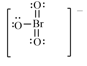 <strong>Which of the following is the correct line-bond structure for the BrO<sub>3</sub><sup>-</sup> ion?</strong> A) B) C) D)