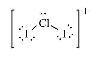 <strong>The correct line-bond structure for ClI<sub>2</sub><sup>+</sup> ion is</strong> A) B) C) D)
