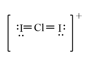 <strong>The correct line-bond structure for ClI<sub>2</sub><sup>+</sup> ion is</strong> A) B) C) D)