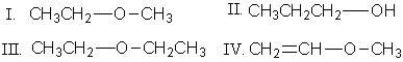 <strong>Among the following compounds which are isomers? </strong> A)I and II B)I and III C)I and IV D)II and III