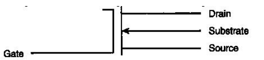 <strong>   -The symbol in this graphic is a</strong> A) P -channel enhancement mode MOSFET. B) N -channel depletion mode MOSFET. C) P -channel depletion mode MOSFET. D) N -channel enhancement mode MOSFET. <div style=padding-top: 35px> 