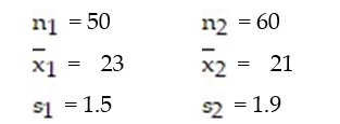 <strong>Find the test statistic to test the hypothesis that = . Two samples are randomly selected from each population. The sample statistics are given below. Use ? = 0.05. </strong> A) 8.1 B) 3.8 C) 4.2 D) 6.2
