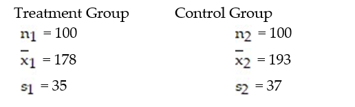 A researcher wishes to determine whether people with high blood pressure can lower their blood pressure by performing yoga exercises. A treatment group and a control group are selected. The sample statistics are given below. Construct a 90% confidence interval for the difference between the two population means, Would you recommend using yoga exercises? Explain your reasoning.