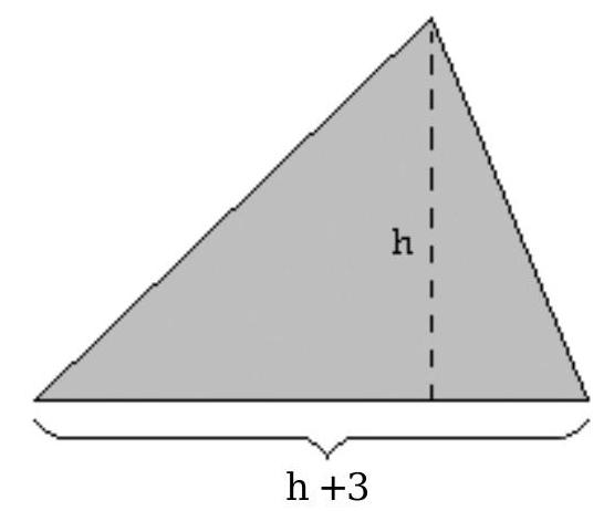 A triangle is 3 \mathrm{~cm} wider than it is tall. The area is 27 \mathrm{~cm}^{2} . Find the base of the triangle.