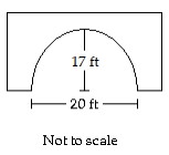 Solve. -A one- way street passes under an overpass, which is in the form of the top half of an ellipse, as shown in the figure. Suppose that a truck 34 feet wide passes directly under the overpass. What is the maximum possible height of this truck to the nearest tenth of a foot? Not to scale