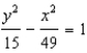 <strong>For all the hyperbolas in these questions the center of the hyperbola is (0 ,0 ) . The vertex of a hyperbola is (7,0) , the focus is (8,0) , and the transverse axis is y = 0 . -Write the equation of the hyperbola.</strong> A) B) C) D) E) None of these