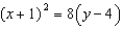 <strong>Write the equation of the parabola with the given vertex, point on the parabola, and axis of symmetry. -Vertex ; point ; </strong> A) B) C) D) E) None of these