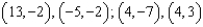 <strong>The center of an ellipse is (4, -2) . The major axis is vertical, and the distance between the vertices on the major axis is 18. The minor axis is horizontal, and the distance between the vertices on the minor axis is 10. Identify the vertices.</strong> A) B) C) D) E) None of these