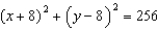 <strong>Write the equation in standard form of the circle with center (-8, 8) and radius 16.</strong> A) B) C) D) E) None of these