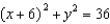 <strong>The radius of the outer edge of a semi-circular window is 6 in. Write an equation that is a model of this window. Assume the origin is at the lower left corner of the window. </strong> A) B) C) D) E) None of these