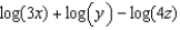 <strong>Rewrite the expression as the sum and/or difference of logarithms of a single variable with no exponents.</strong> A) B) C) D) E) None of these
