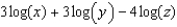 <strong>Rewrite the expression as the sum and/or difference of logarithms of a single variable with no exponents.</strong> A) B) C) D) E) None of these