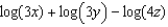 <strong>Rewrite the expression as the sum and/or difference of logarithms of a single variable with no exponents.</strong> A) B) C) D) E) None of these