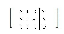 Use row operations to change the first entry in the first row to 1. Rewrite the matrix.