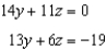 <strong>Use constant multiples of only the top equation to eliminate the variable x from the system of equations. Which system of two equations results? </strong> A) B) C) D) E) none of these