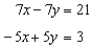 <strong>Use constant multiples of only the top equation to eliminate the variable z from the system of equations. Which system of two equations results? </strong> A) B) C) D) E) none of these
