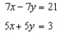 <strong>Use constant multiples of only the top equation to eliminate the variable z from the system of equations. Which system of two equations results? </strong> A) B) C) D) E) none of these