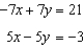 <strong>Use constant multiples of only the top equation to eliminate the variable z from the system of equations. Which system of two equations results? </strong> A) B) C) D) E) none of these