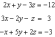 <strong>Solve the system of equations using elimination, if possible, and express the solution as an ordered triple. - </strong> A) B) C) D) infinitely many solutions E) no solution