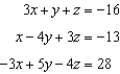 <strong>Solve the system of equations using elimination, if possible, and express the solution as an ordered triple. - </strong> A) B) C) D) infinitely many solutions E) no solution