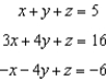 <strong>Solve the system of equations using elimination, if possible, and express the solution as an ordered triple. - </strong> A) B) C) D) infinitely many solutions E) no solution