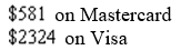 <strong>Sean is shifting his debt on his credit cards. He wants 4 times as much on his Visa card as on his Mastercard. Find the amount of debt he should have on each card.</strong> A) B) C) D) E) none of these
