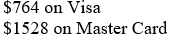 <strong>Miley is shifting her credit card debt. She has a total of $2292 in debt, and she wants three times as much debt on her Visa as on her Master Card. How much debt will she have on each credit card?</strong> A) B) C) D) E) none of these