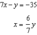 <strong>Solve the system of equations by substitution. - </strong> A) {-1 , } B) {-6 ,-7} C) { 6 ,-7} D) infinitely many solutions E) no solution